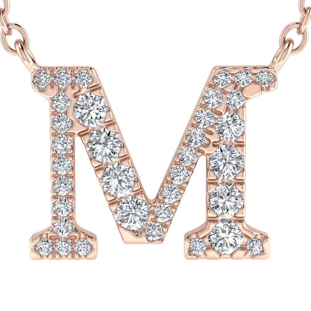 Diamond Gold Initial Necklace - M
